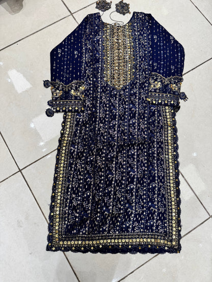 Irish Navy blue with crush sharara 115