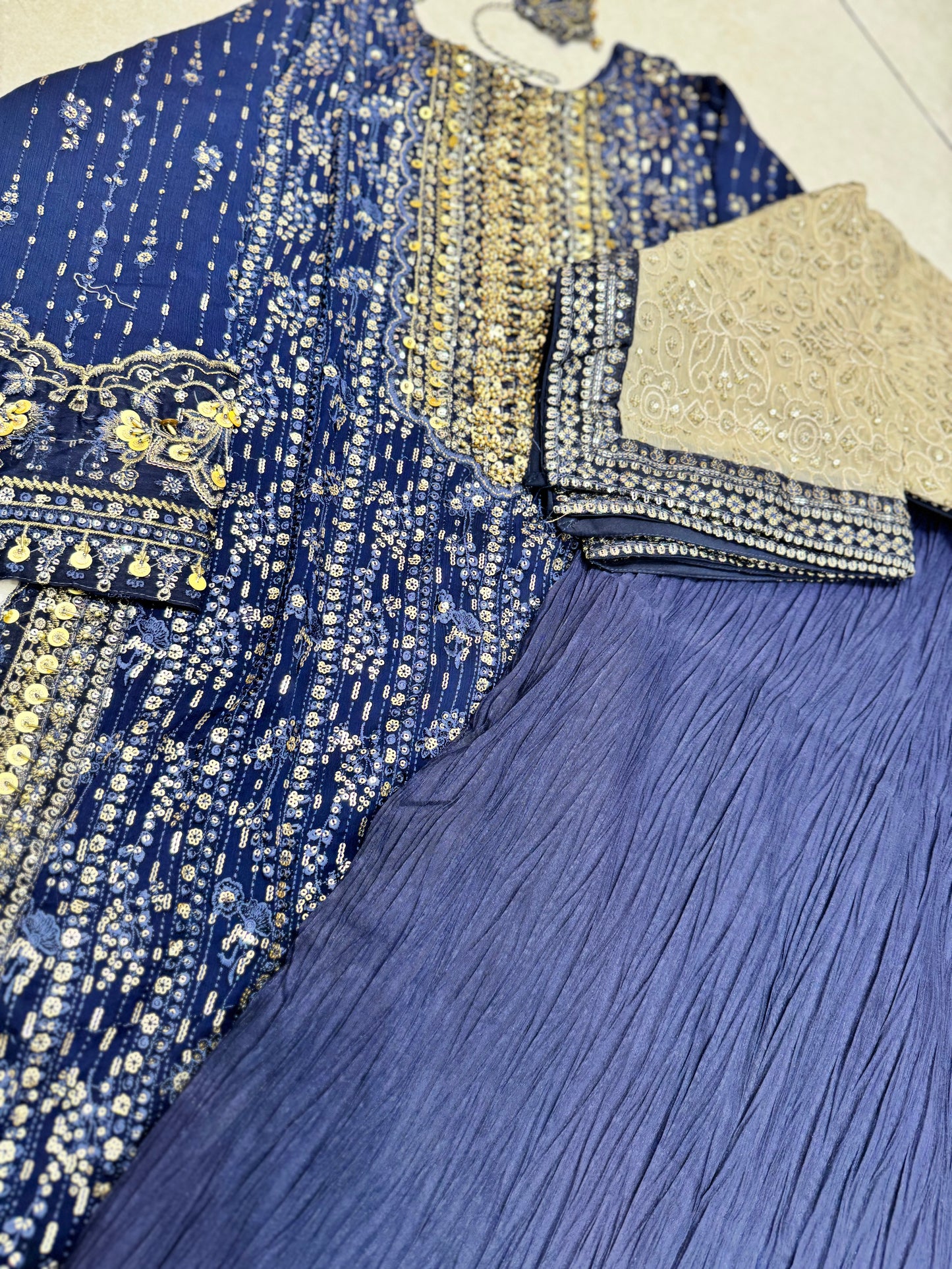Irish Navy blue with crush sharara 115