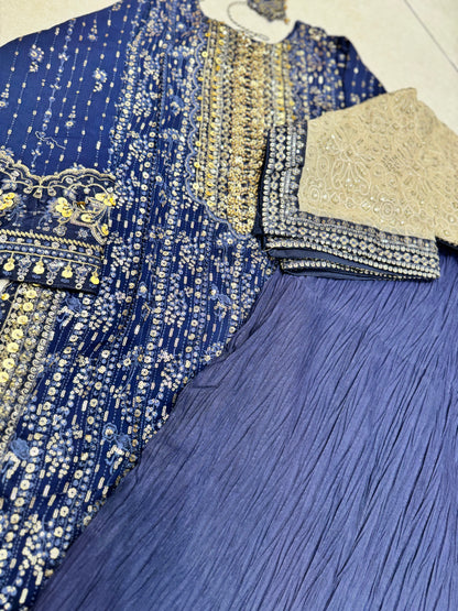 Irish Navy blue with crush sharara 115