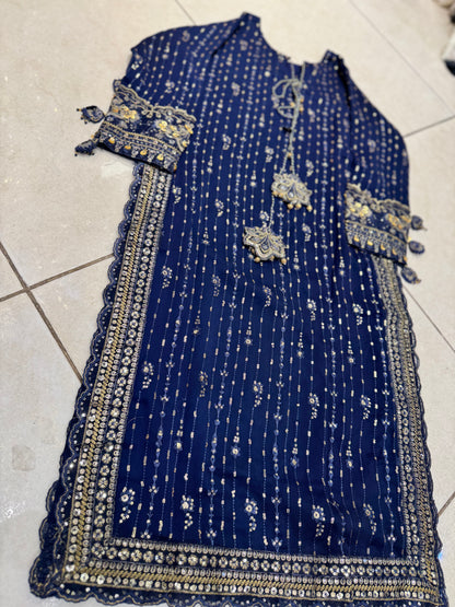 Irish Navy blue with crush sharara 115